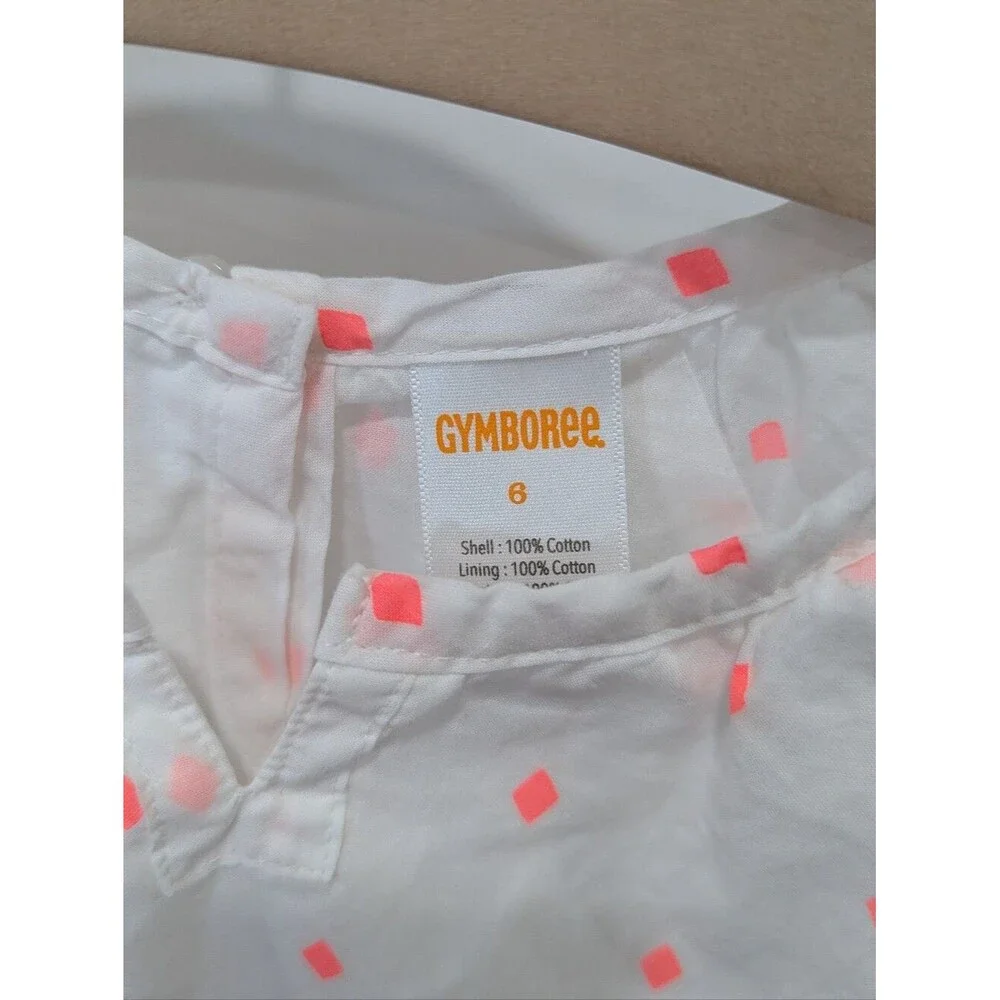 Gymboree Kids Cotton Blouse White Pink Spring Summer Girls Size 6